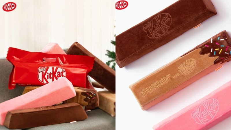 巧克力控必备！Dunkin'x KITKAT推「KitKat巧克力抱枕」巨大版外观神还原，还有三种口味一次满足 ,stylechina.com