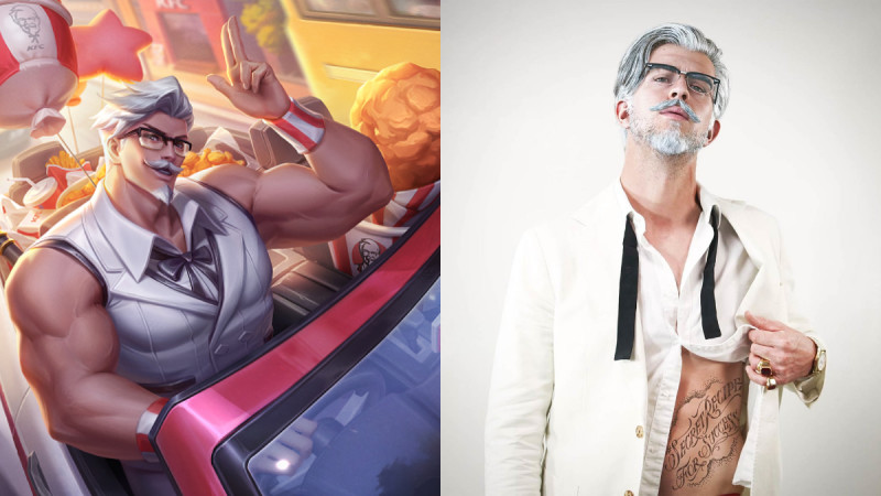 跟性感肯德基爷爷一起玩！《Garena传说对决》与肯德基联名推猛男桑德斯上校限定造型，肌肉身材帅死了 ,stylechina.com