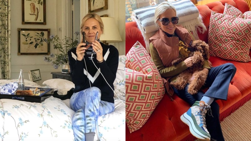 设计师Tory Burch防疫改采居家办公！素颜、床上吃早餐、抱狗宝贝飞高高，在家上班超惬意～ ,stylechina.com