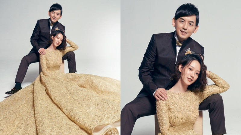 黄子佼曝光绝美婚纱照！孟耿如身穿金色长礼服，小俩口甜蜜放闪 ,stylechina.com