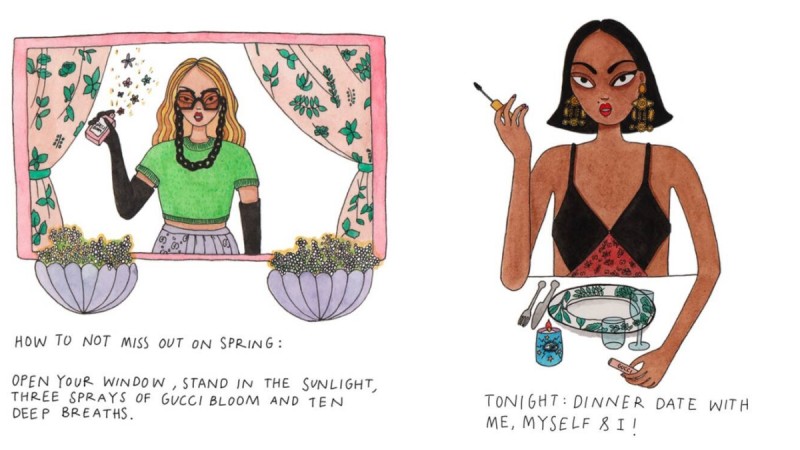 Gucci Beauty与艺术家Emma Allegretti 合作，插画画出宅在家#StayAtHome的美好小事 ,stylechina.com